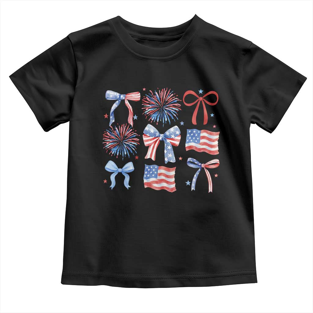 Coquette 4th Of July Toddler T Shirt Patriotic Bow American Flag - Wonder Print Shop