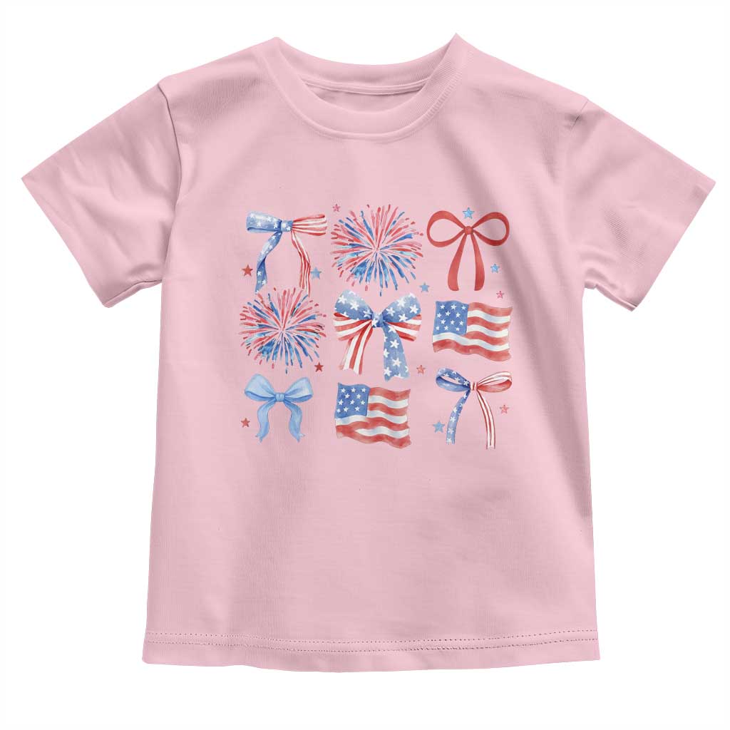 Coquette 4th Of July Toddler T Shirt Patriotic Bow American Flag - Wonder Print Shop