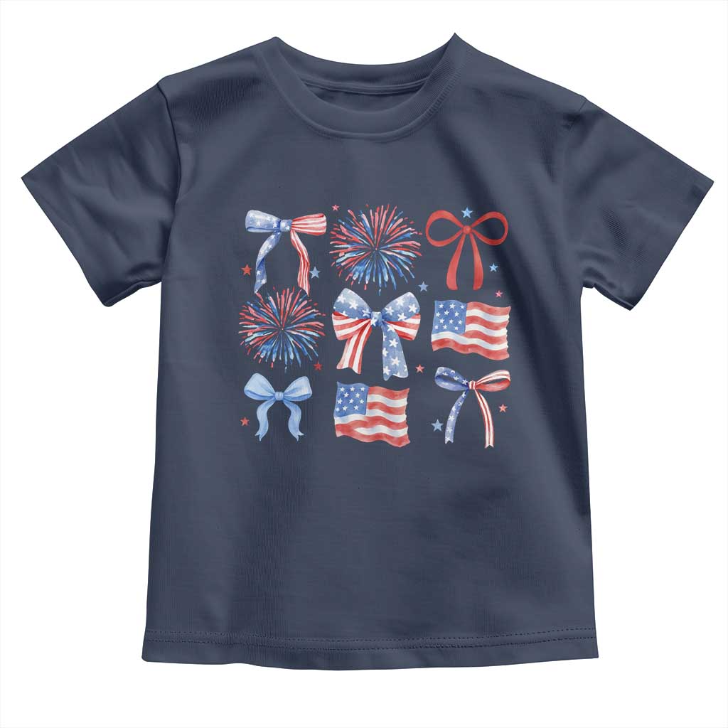 Coquette 4th Of July Toddler T Shirt Patriotic Bow American Flag - Wonder Print Shop