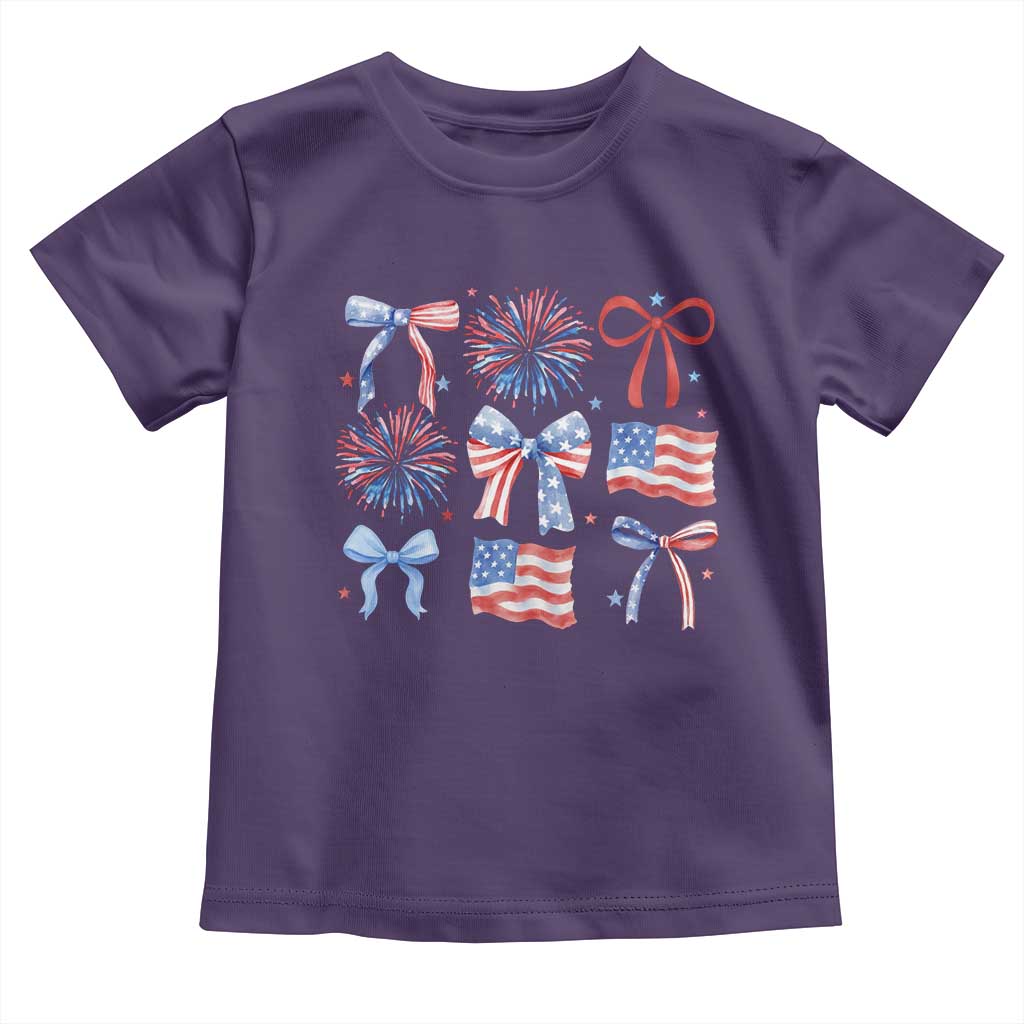 Coquette 4th Of July Toddler T Shirt Patriotic Bow American Flag - Wonder Print Shop