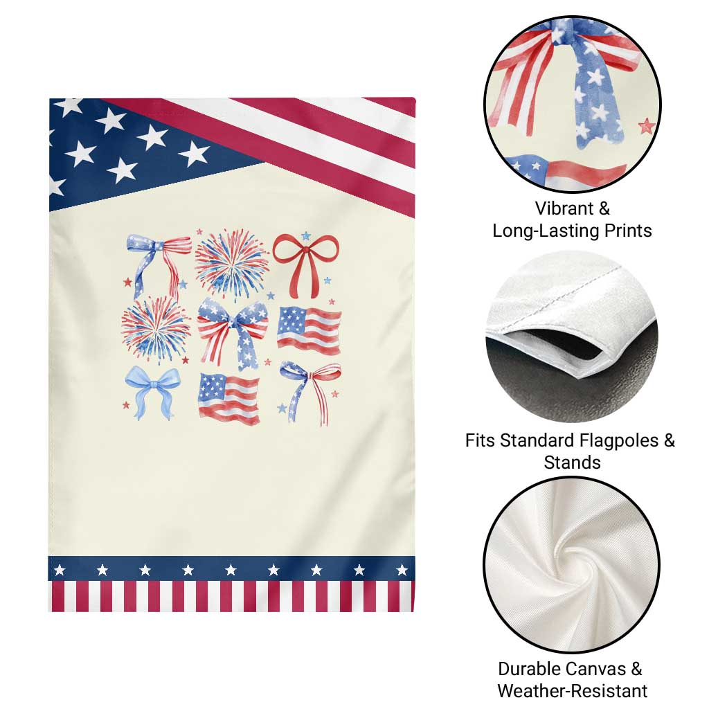 Coquette 4th Of July Garden Flag Patriotic Bow American Flag