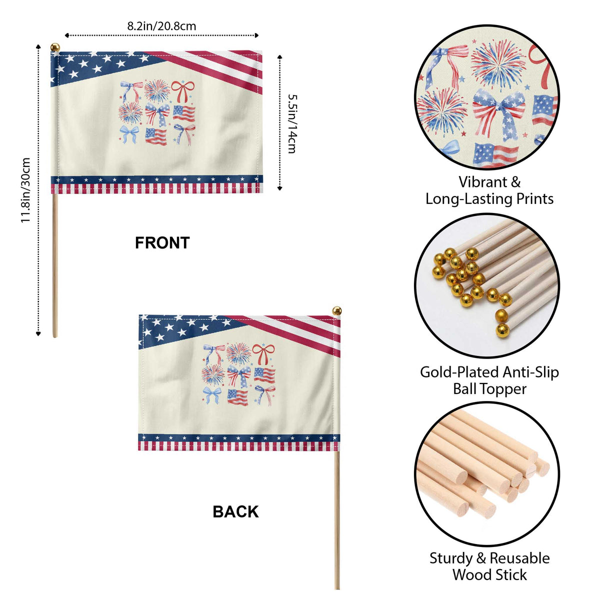 Coquette 4th Of July Patriotic Handheld Flag Bow American Flag