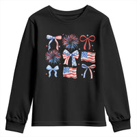 Coquette 4th Of July Youth Sweatshirt Patriotic Bow American Flag - Wonder Print Shop