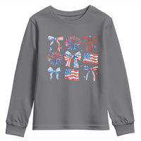 Coquette 4th Of July Youth Sweatshirt Patriotic Bow American Flag - Wonder Print Shop