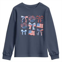 Coquette 4th Of July Youth Sweatshirt Patriotic Bow American Flag - Wonder Print Shop