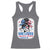 She Loves Jesus And America Too Racerback Tank Top Christian 4th of July Messy Bun Flag - Wonder Print Shop