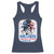 She Loves Jesus And America Too Racerback Tank Top Christian 4th of July Messy Bun Flag - Wonder Print Shop
