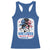 She Loves Jesus And America Too Racerback Tank Top Christian 4th of July Messy Bun Flag - Wonder Print Shop
