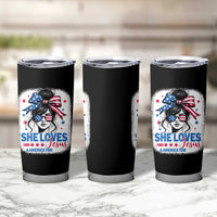 She Loves Jesus And America Too Tumbler Cup Christian 4th of July Messy Bun Flag - Wonder Print Shop