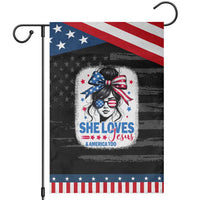 She Loves Jesus And America Too Garden Flag Christian 4th of July Messy Bun Flag