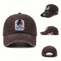 She Loves Jesus And America Too Washed Cotton Baseball Cap Christian 4th of July Messy Bun Flag