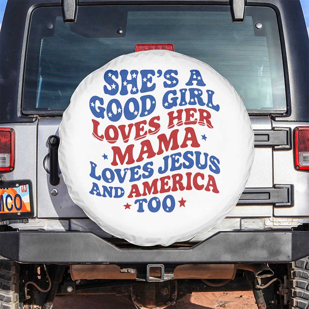 Good Girl Loves Mama Jesus and America Spare Tire Cover Retro Patriotic 4th of July USA - Wonder Print Shop