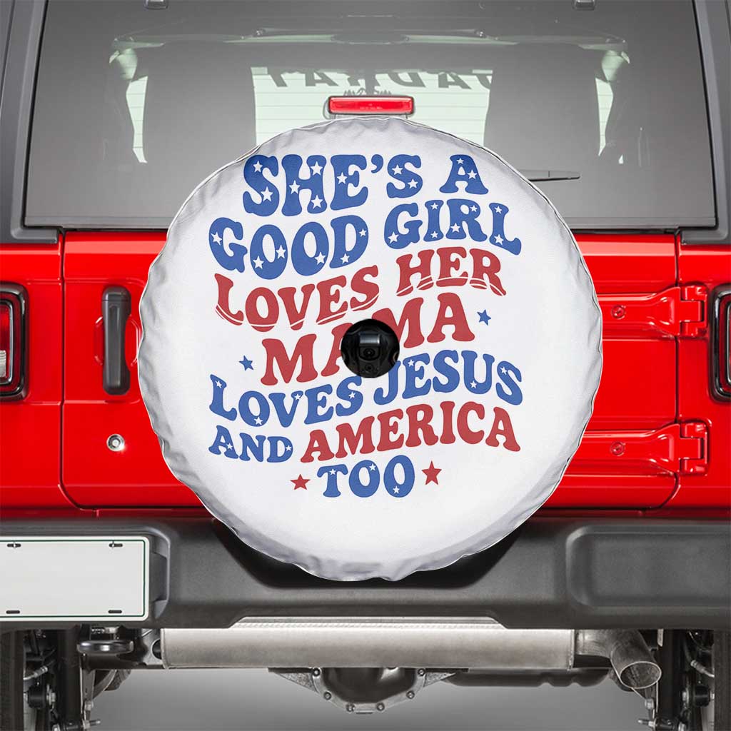 Good Girl Loves Mama Jesus and America Spare Tire Cover Retro Patriotic 4th of July USA - Wonder Print Shop