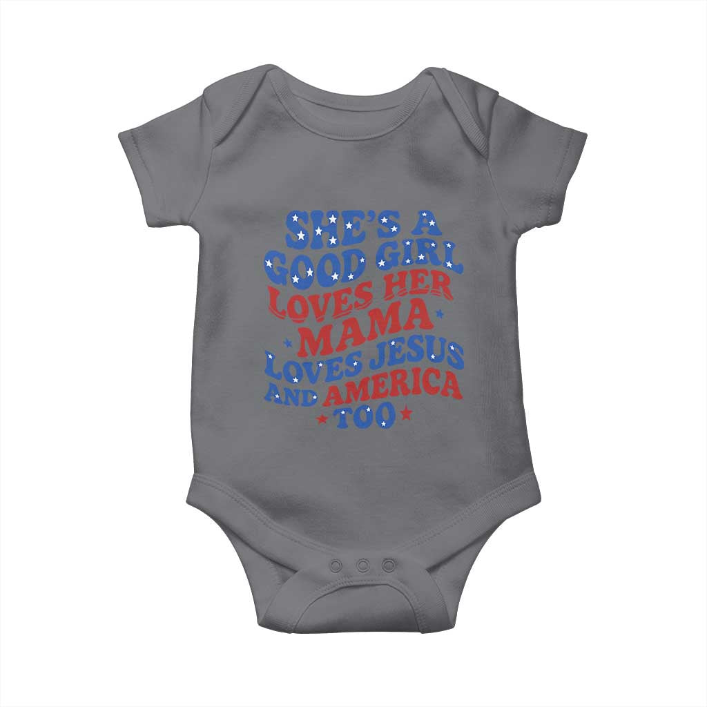 Good Girl Loves Mama Jesus and America Baby Onesie Retro Patriotic 4th of July USA - Wonder Print Shop