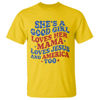 Good Girl Loves Mama Jesus and America T Shirt Retro Patriotic 4th of July USA - Wonder Print Shop