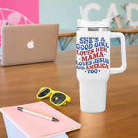 Good Girl Loves Mama Jesus and America Tumbler With Handle Retro Patriotic 4th of July USA - Wonder Print Shop