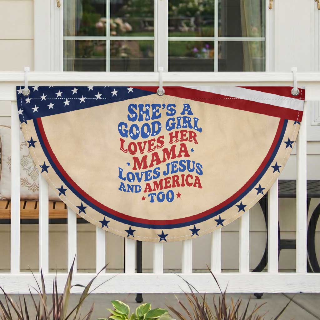 Good Girl Loves Mama Jesus and America Patriotic Fan Flag Retro 4th of July USA