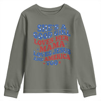 Good Girl Loves Mama Jesus and America Youth Sweatshirt Retro Patriotic 4th of July USA - Wonder Print Shop