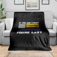 US Flag Car Racing Throw Blanket If You Aint First Youre Last Checkered Flag - Wonder Print Shop