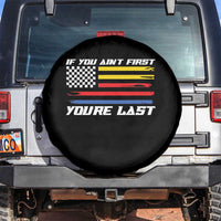 US Flag Car Racing Spare Tire Cover If You Aint First Youre Last Checkered Flag - Wonder Print Shop