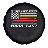 US Flag Car Racing Spare Tire Cover If You Aint First Youre Last Checkered Flag - Wonder Print Shop