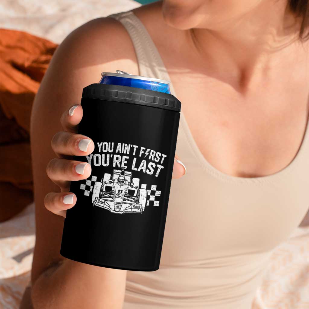 Car Racing 4 in 1 Can Cooler Tumbler If You Aint First Youre Last Checkered Flag - Wonder Print Shop