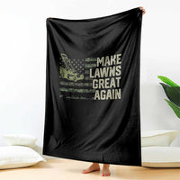 Funny Lawn Mower Dad Gardener Throw Blanket Make Lawns Great Again Fathers Day American Flag - Wonder Print Shop