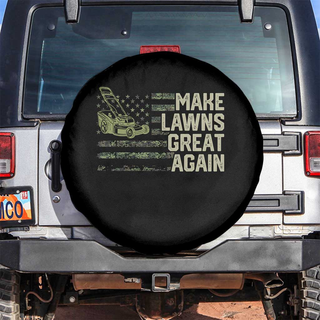 Funny Lawn Mower Dad Gardener Spare Tire Cover Make Lawns Great Again Fathers Day American Flag - Wonder Print Shop