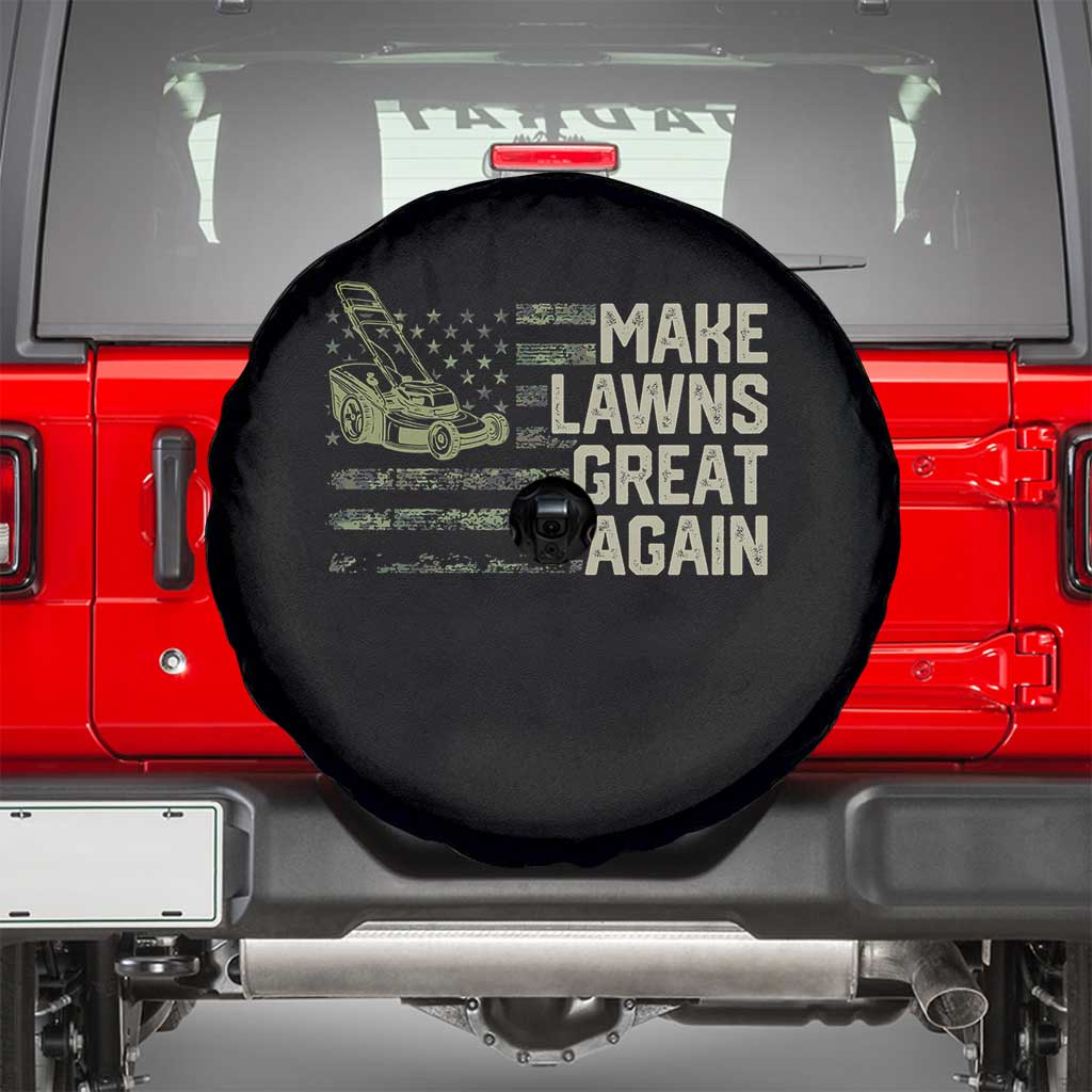 Funny Lawn Mower Dad Gardener Spare Tire Cover Make Lawns Great Again Fathers Day American Flag - Wonder Print Shop