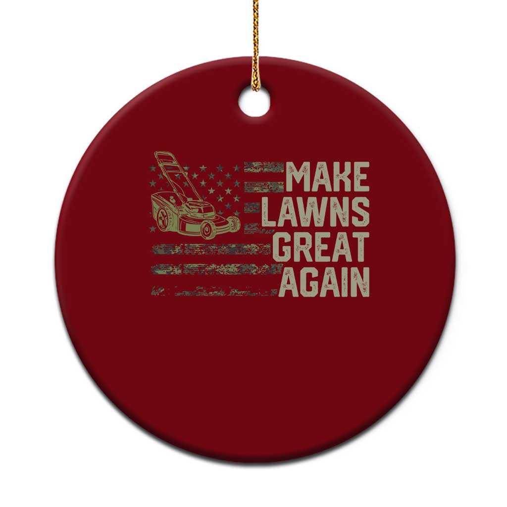 Funny Lawn Mower Dad Gardener Ceramic Ornament Make Lawns Great Again Fathers Day American Flag - Wonder Print Shop