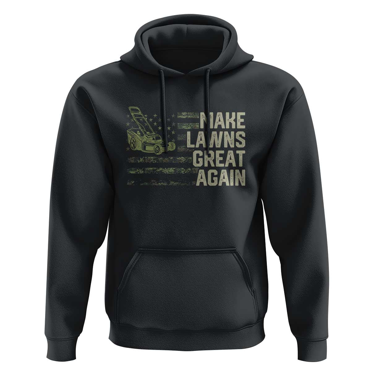 Funny Lawn Mower Dad Gardener Hoodie Make Lawns Great Again Fathers Day American Flag - Wonder Print Shop