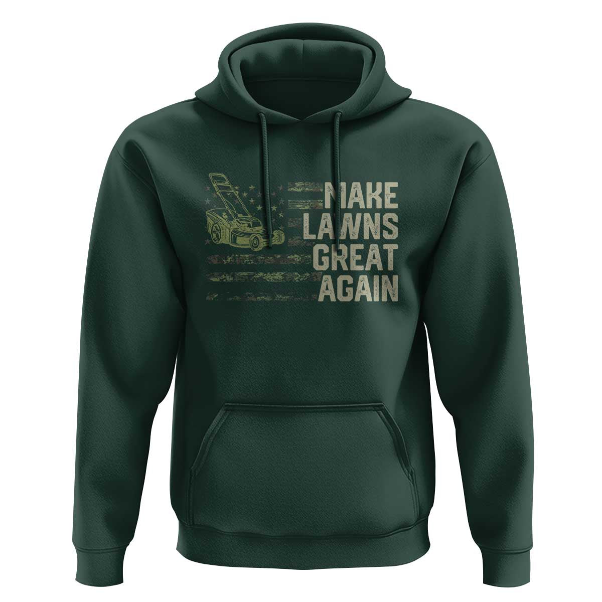 Funny Lawn Mower Dad Gardener Hoodie Make Lawns Great Again Fathers Day American Flag - Wonder Print Shop