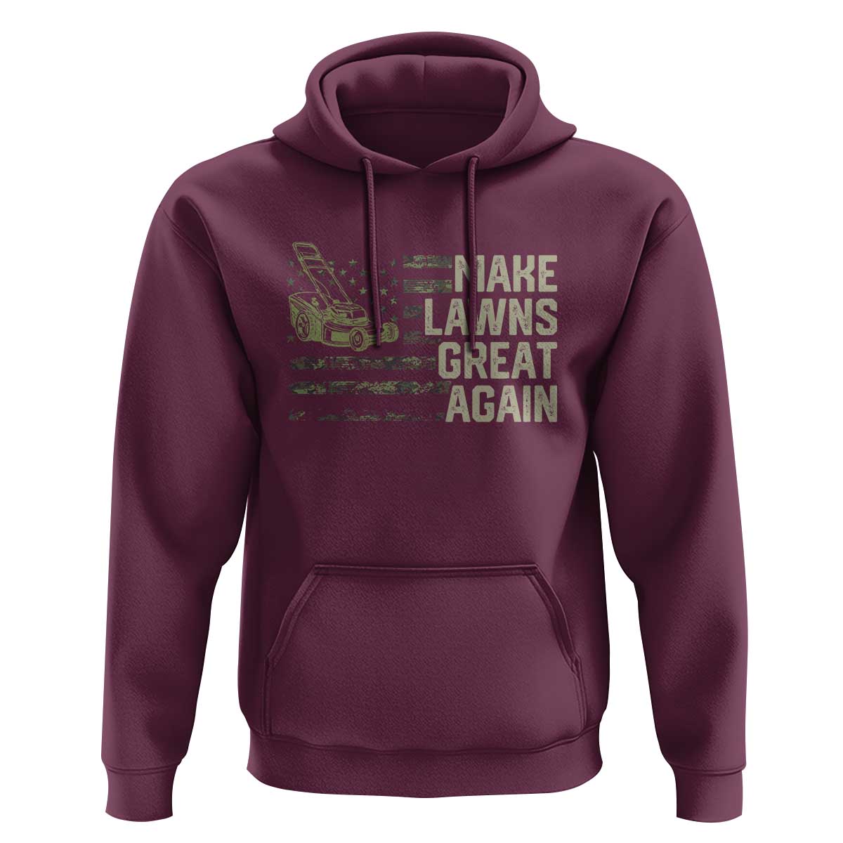 Funny Lawn Mower Dad Gardener Hoodie Make Lawns Great Again Fathers Day American Flag - Wonder Print Shop
