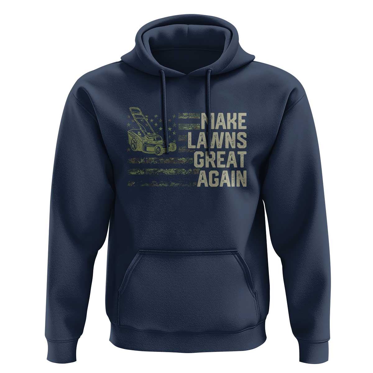 Funny Lawn Mower Dad Gardener Hoodie Make Lawns Great Again Fathers Day American Flag - Wonder Print Shop