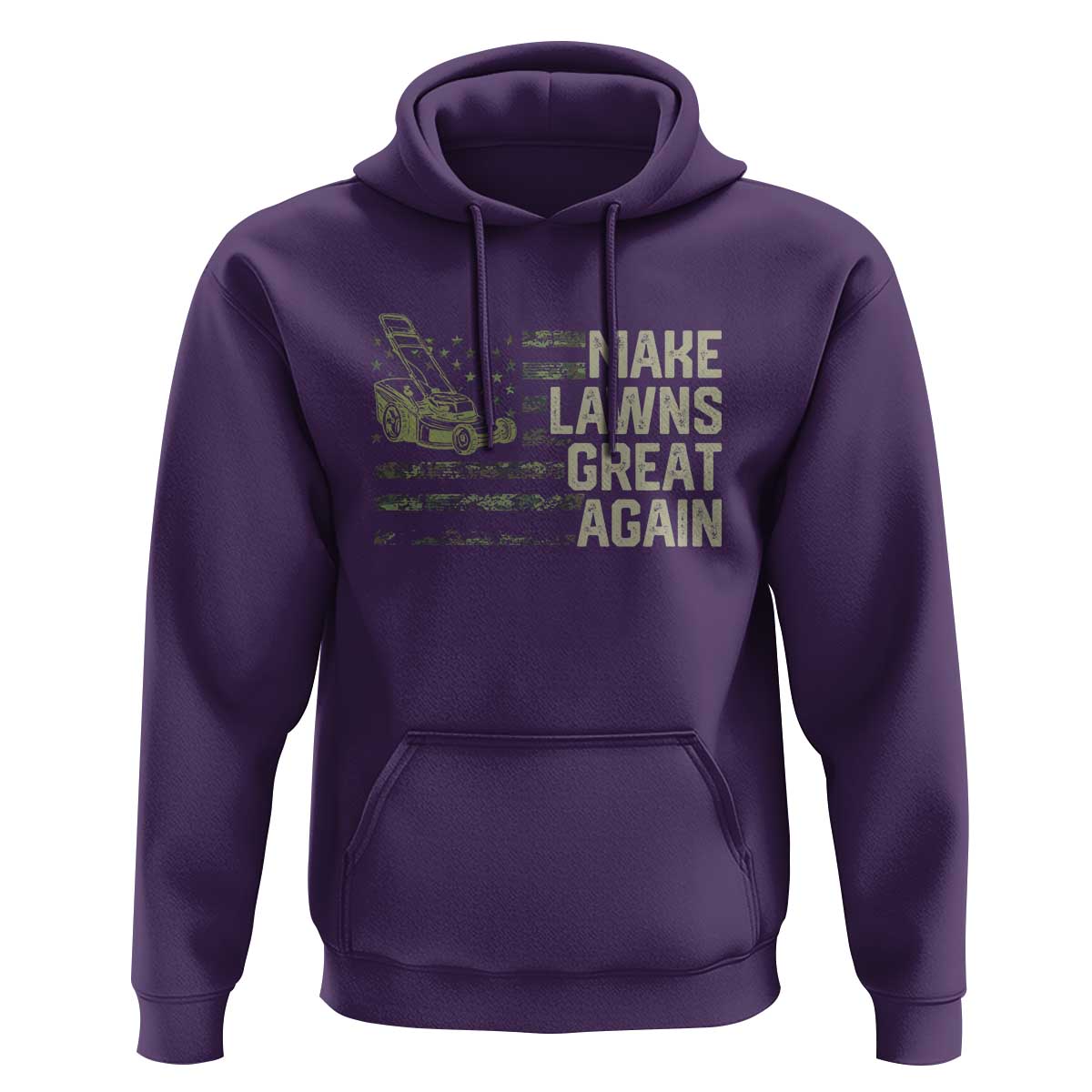 Funny Lawn Mower Dad Gardener Hoodie Make Lawns Great Again Fathers Day American Flag - Wonder Print Shop