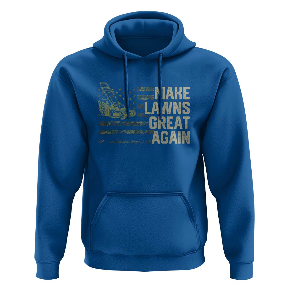 Funny Lawn Mower Dad Gardener Hoodie Make Lawns Great Again Fathers Day American Flag - Wonder Print Shop