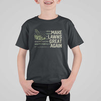 Funny Lawn Mower Dad Gardener T Shirt For Kid Make Lawns Great Again Fathers Day American Flag - Wonder Print Shop