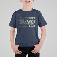 Funny Lawn Mower Dad Gardener T Shirt For Kid Make Lawns Great Again Fathers Day American Flag - Wonder Print Shop