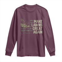 Funny Lawn Mower Dad Gardener Long Sleeve Shirt Make Lawns Great Again Fathers Day American Flag - Wonder Print Shop