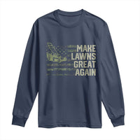 Funny Lawn Mower Dad Gardener Long Sleeve Shirt Make Lawns Great Again Fathers Day American Flag - Wonder Print Shop