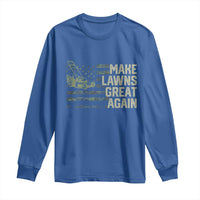 Funny Lawn Mower Dad Gardener Long Sleeve Shirt Make Lawns Great Again Fathers Day American Flag - Wonder Print Shop