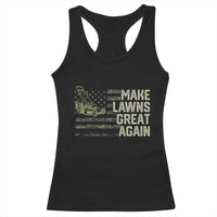 Funny Lawn Mower Dad Gardener Racerback Tank Top Make Lawns Great Again Fathers Day American Flag - Wonder Print Shop