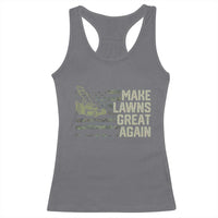 Funny Lawn Mower Dad Gardener Racerback Tank Top Make Lawns Great Again Fathers Day American Flag - Wonder Print Shop