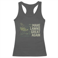 Funny Lawn Mower Dad Gardener Racerback Tank Top Make Lawns Great Again Fathers Day American Flag - Wonder Print Shop