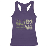 Funny Lawn Mower Dad Gardener Racerback Tank Top Make Lawns Great Again Fathers Day American Flag - Wonder Print Shop