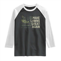 Funny Lawn Mower Dad Gardener Raglan Shirt Make Lawns Great Again Fathers Day American Flag - Wonder Print Shop