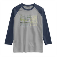 Funny Lawn Mower Dad Gardener Raglan Shirt Make Lawns Great Again Fathers Day American Flag - Wonder Print Shop