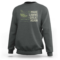 Funny Lawn Mower Dad Gardener Sweatshirt Make Lawns Great Again Fathers Day American Flag - Wonder Print Shop