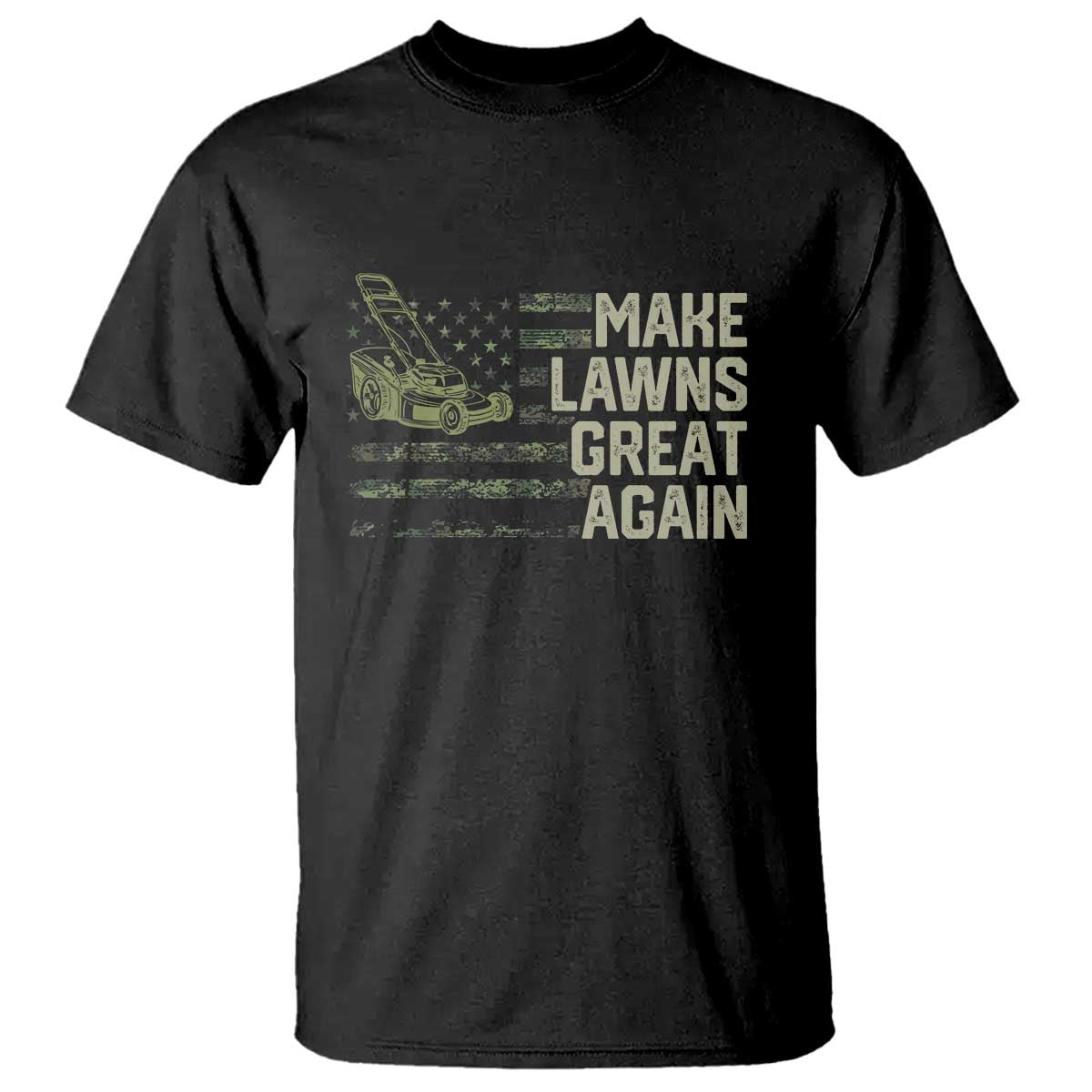 Funny Lawn Mower Dad Gardener T Shirt Make Lawns Great Again Fathers Day American Flag - Wonder Print Shop