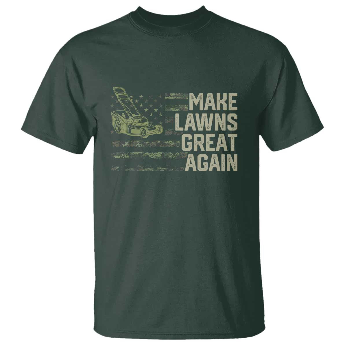 Funny Lawn Mower Dad Gardener T Shirt Make Lawns Great Again Fathers Day American Flag - Wonder Print Shop